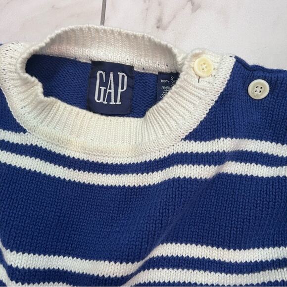 Gap Vintage Blue and White 100% Cotton Striped Sweater Size S - Picture 5 of 5